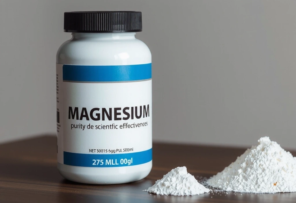 Bote de Magnesio con polvo blanco y cristales