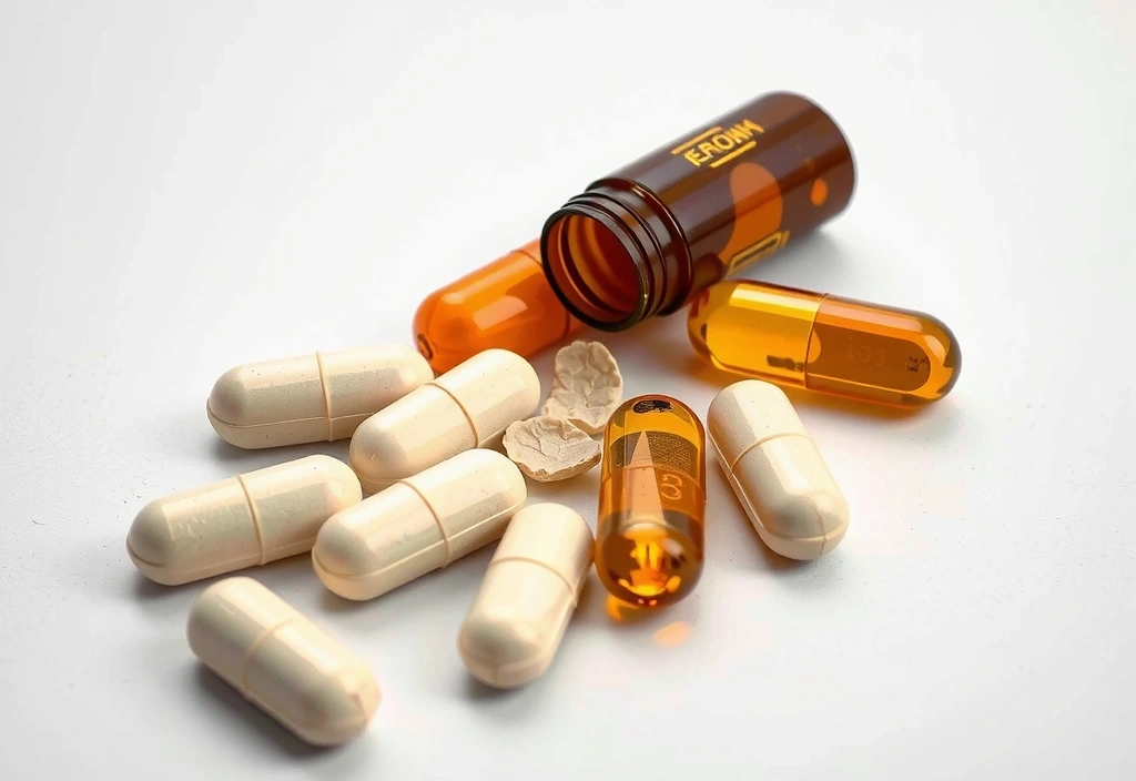 Tabletas de Probióticos con una flor de kéfir